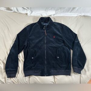 Polo Ralph Lauren Navy Blue Corduroy Full Zip Jacket X Large Plaid Lined